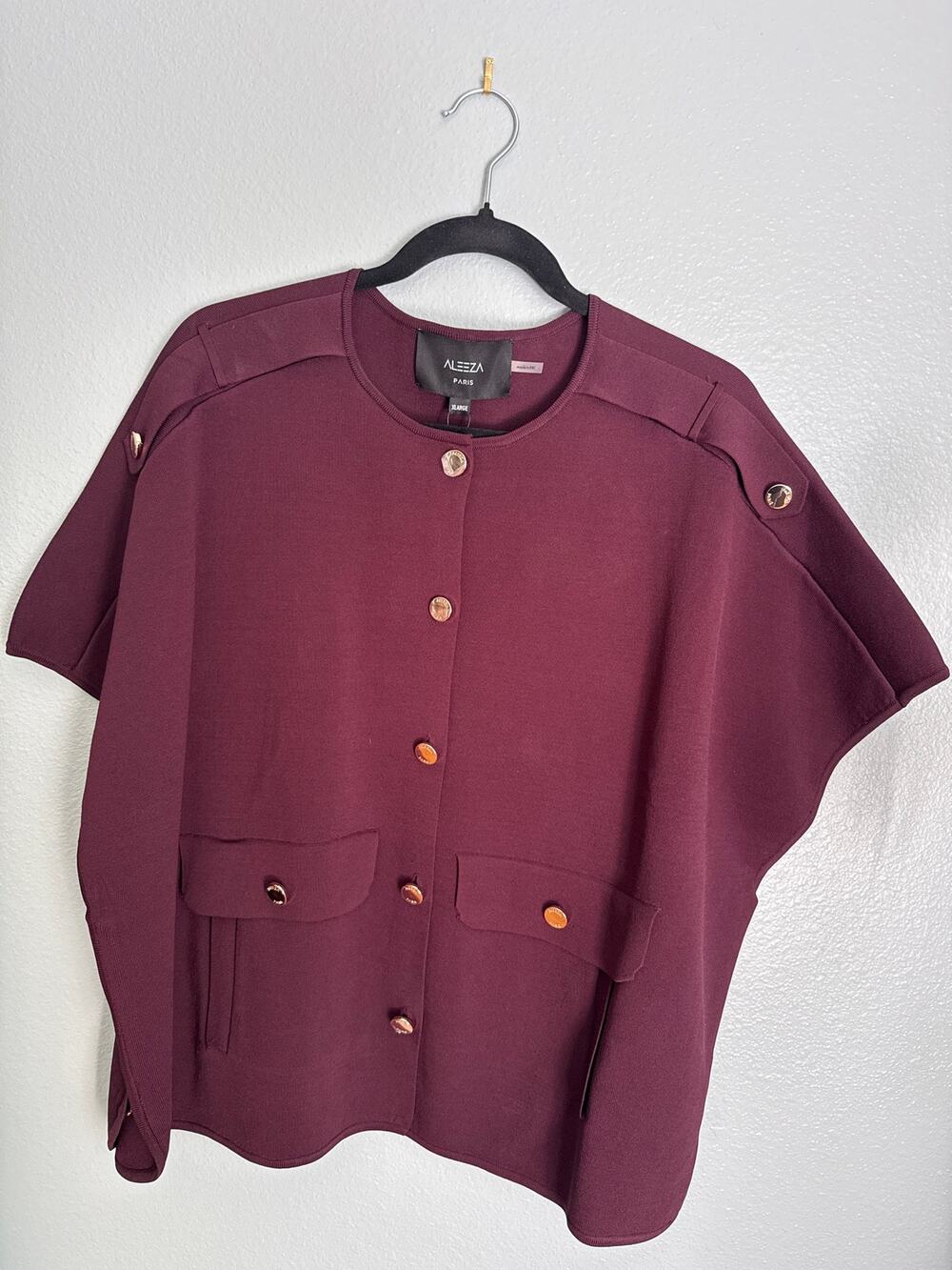 NWT Aleeza Paris XL Zela burgundy, luxurious knit vest. $170.00